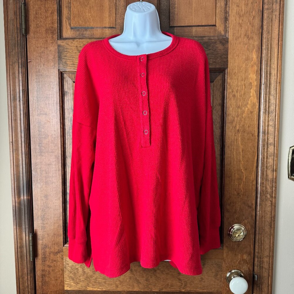 Old Navy Robbie Red Henley w/Snaps Tunic Medium